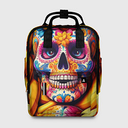 Рюкзак женский Цветочный череп среди бананов - нейроарт, цвет: 3D-принт