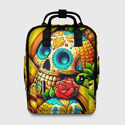 Женский рюкзак Colorfull skulls and bananas - pop art pattern