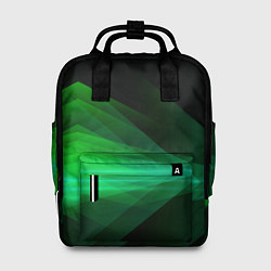 Женский рюкзак Неоновая зеленая абстракция на черном фоне