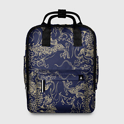Женский рюкзак Золотые драконы на синем