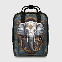 Женский рюкзак Слон лотос и золотая мандала