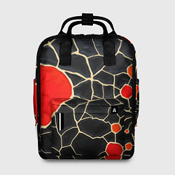 Женский рюкзак Красная абстракция на черном лаке