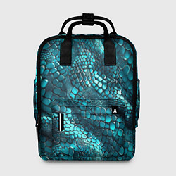Рюкзак женский Бирюзовая чешуя рептилии - абстрактный паттерн, цвет: 3D-принт
