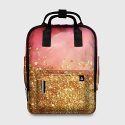 Рюкзак женский Золотая пыльца на розовой текстуре, цвет: 3D-принт