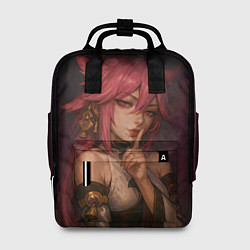 Рюкзак женский Яэ Мико жрица лисица, цвет: 3D-принт