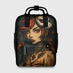 Рюкзак женский Рыжая девушка с маской лисы дерзкий стиль, цвет: 3D-принт