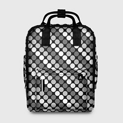 Женский рюкзак Белый серый горох на черном ретро