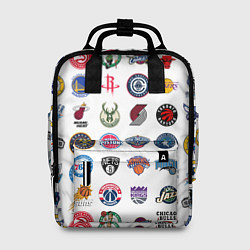 Рюкзак женский Команды НБА на белом фоне, цвет: 3D-принт