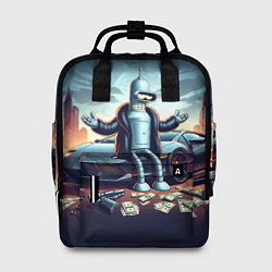 Рюкзак женский Бендер рядом с Ламбо и рассыпанным баблом, цвет: 3D-принт