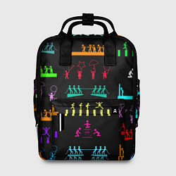 Рюкзак женский Разноцветные силуэты игры в кальмара, цвет: 3D-принт