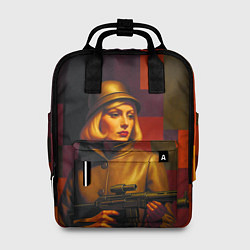 Рюкзак женский Девушка с автоматом ретрофутуризм поп-арт 1970-е, цвет: 3D-принт