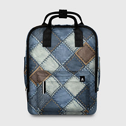 Женский рюкзак Джинсовый пэчворк ромбовый узор