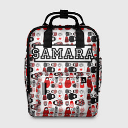 Рюкзак женский Много матрешек и надпись Самара на английском, цвет: 3D-принт