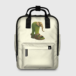 Рюкзак женский Слон кактус и сандалии мем, цвет: 3D-принт