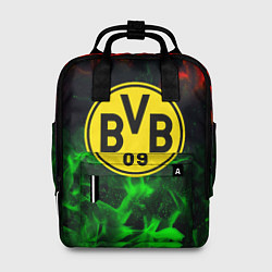 Рюкзак женский Borussia красно зеленый огонь, цвет: 3D-принт