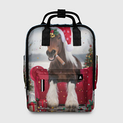 Рюкзак женский Новогодний конь, цвет: 3D-принт