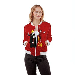 Бомбер женский Communist Party, цвет: 3D-белый — фото 2