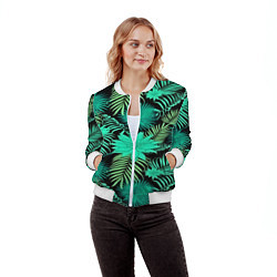 Бомбер женский Tropical pattern, цвет: 3D-белый — фото 2