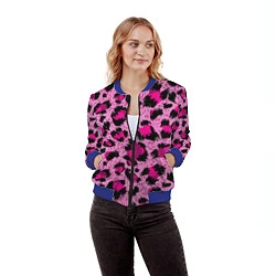 Бомбер женский Розовый леопард, цвет: 3D-синий — фото 2