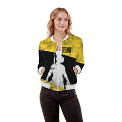 Бомбер женский PUBG: Yellow Grunge, цвет: 3D-белый — фото 2