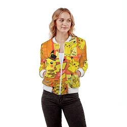 Бомбер женский Pikachu, цвет: 3D-белый — фото 2