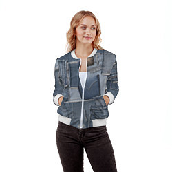 Бомбер женский Jeans life, цвет: 3D-белый — фото 2