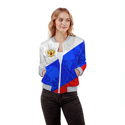 Бомбер женский Российский герб: триколор, цвет: 3D-меланж — фото 2