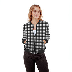 Бомбер женский Black and white trendy checkered pattern, цвет: 3D-черный — фото 2