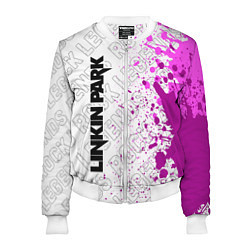 Бомбер женский Linkin Park rock legends: по-вертикали, цвет: 3D-белый