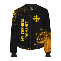 Бомбер женский My Chemical Romance - gold gradient: надпись, симв, цвет: 3D-черный