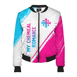 Бомбер женский My Chemical Romance neon gradient style: надпись,, цвет: 3D-черный