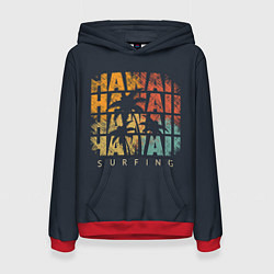 Толстовка-худи женская Hawaii Surfing, цвет: 3D-красный