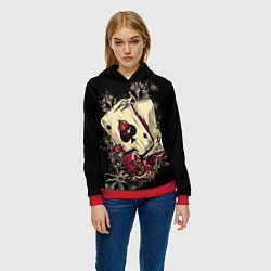 Толстовка-худи женская Карты дьявола, цвет: 3D-красный — фото 2