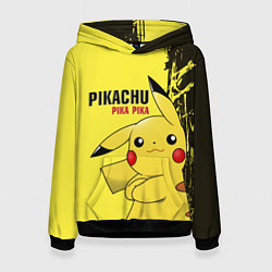 Толстовка-худи женская Pikachu Pika Pika цвета 3D-черный — фото 1