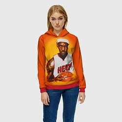 Толстовка-худи женская LeBron James: Heat, цвет: 3D-красный — фото 2