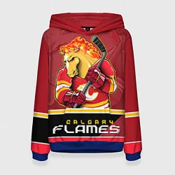 Толстовка-худи женская Calgary Flames, цвет: 3D-синий