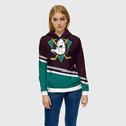 Толстовка-худи женская Anaheim Ducks, цвет: 3D-белый — фото 2