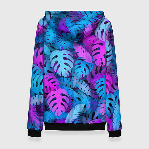 Женская толстовка Сине-розовые тропики / 3D-Черный – фото 2