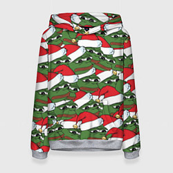 Толстовка-худи женская Sad frog new year, цвет: 3D-меланж