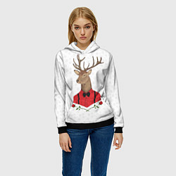 Толстовка-худи женская Christmas Deer, цвет: 3D-черный — фото 2