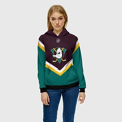 Толстовка-худи женская NHL: Anaheim Ducks, цвет: 3D-черный — фото 2