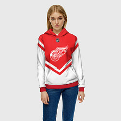 Толстовка-худи женская NHL: Detroit Red Wings, цвет: 3D-красный — фото 2