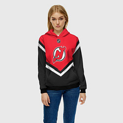 Толстовка-худи женская NHL: New Jersey Devils, цвет: 3D-черный — фото 2