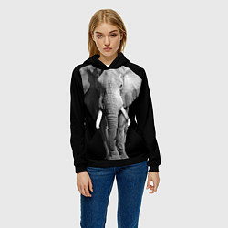 Толстовка-худи женская Старый слон, цвет: 3D-черный — фото 2