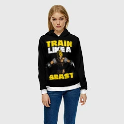 Толстовка-худи женская Train Like a Beast, цвет: 3D-белый — фото 2