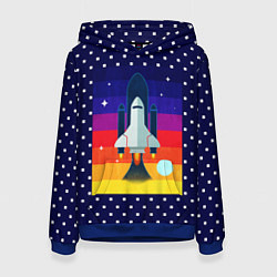 Толстовка-худи женская Запуск ракеты, цвет: 3D-синий