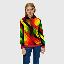 Толстовка-худи женская Block color, цвет: 3D-красный — фото 2
