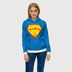 Толстовка-худи женская Супермама, цвет: 3D-белый — фото 2
