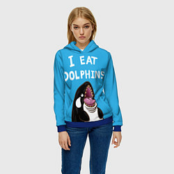 Толстовка-худи женская I eat dolphins, цвет: 3D-синий — фото 2