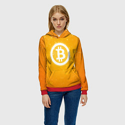 Толстовка-худи женская Bitcoin Orange, цвет: 3D-красный — фото 2